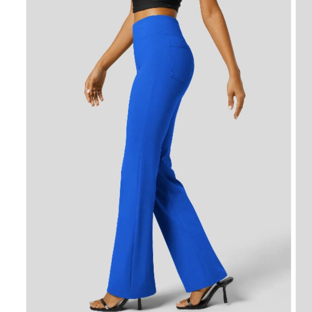 NWT Halara Flex SculptKnit High Waisted Slight Flare Work Pants XS Princess Blue